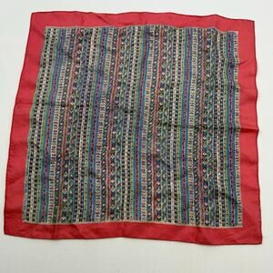 Vintage Y2K Pink Border Striped Floral Scarf 17” x 16.25”